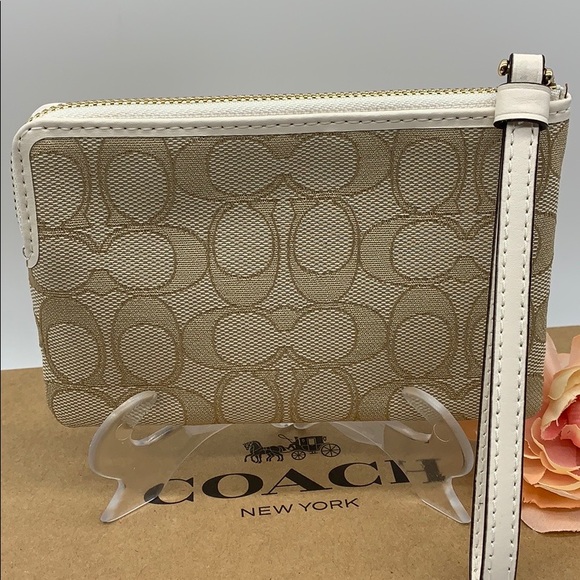 COACH Double Corner Zip Wristlet In Signature Canv - Picture 6 of 8